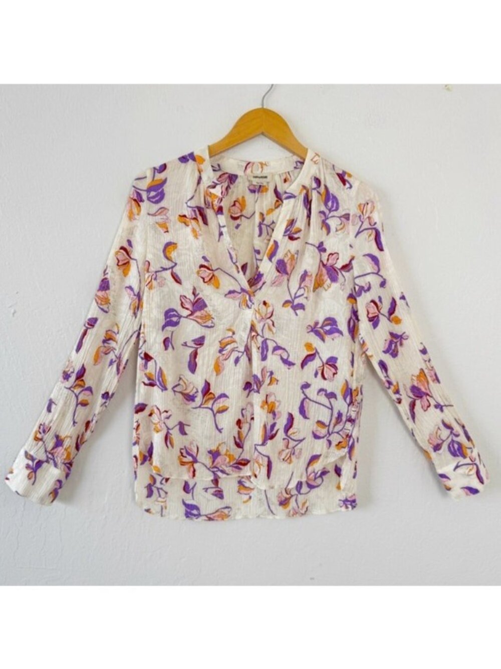 Zadig & Voltaire Cut Flowers Floral Tink Blouse Size Small - Picture 2 of 13
